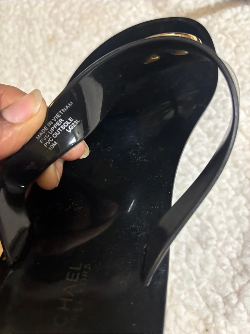 Michael Kors Lillie Jelly Thong Flip Flop PVC Black Sandal 10m